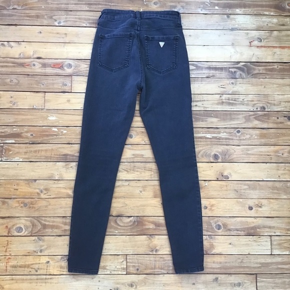 Guess high rise jeans black size 25 high waisted soft lightweight dark Academia - Picture 4 of 14